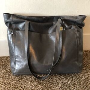 Graphite Gray Leather Hobo Hero Tote Bag